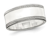 Men's Sterling Silver 8mm Edge Design Wedding Band Ring